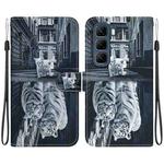 For Infinix Hot 50 4G Crystal Texture Colored Drawing Leather Phone Case(Cat Tiger Reflection)