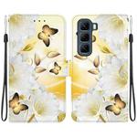 For Infinix Hot 50 4G Crystal Texture Colored Drawing Leather Phone Case(Gold Butterfly Epiphyllum)