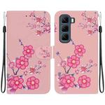 For Infinix Hot 50 4G Crystal Texture Colored Drawing Leather Phone Case(Cherry Blossoms)