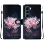 For Infinix Hot 50 5G Crystal Texture Colored Drawing Leather Phone Case(Purple Peony)