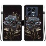 For Infinix Note 40 5G Crystal Texture Colored Drawing Leather Phone Case(Black Rose)