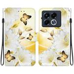 For Infinix Note 40 5G Crystal Texture Colored Drawing Leather Phone Case(Gold Butterfly Epiphyllum)