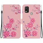 For Nokia C21 Plus Crystal Texture Colored Drawing Leather Phone Case(Cherry Blossoms)