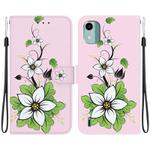 For Nokia C12 Crystal Texture Colored Drawing Leather Phone Case(Lily)