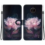 For Nokia C20 / C10 Crystal Texture Colored Drawing Leather Phone Case(Purple Peony)