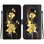 For Nokia C20 / C10 Crystal Texture Colored Drawing Leather Phone Case(Gold Butterfly Rose)