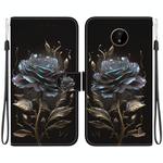For Nokia C20 / C10 Crystal Texture Colored Drawing Leather Phone Case(Black Rose)