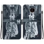 For Nokia C20 / C10 Crystal Texture Colored Drawing Leather Phone Case(Cat Tiger Reflection)