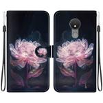 For Nokia C21 Crystal Texture Colored Drawing Leather Phone Case(Purple Peony)