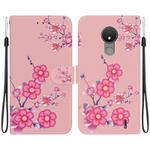 For Nokia C21 Crystal Texture Colored Drawing Leather Phone Case(Cherry Blossoms)