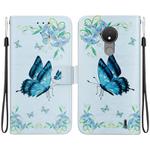 For Nokia C21 Crystal Texture Colored Drawing Leather Phone Case(Blue Pansies)