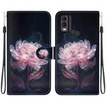 For Nokia C22 Crystal Texture Colored Drawing Leather Phone Case(Purple Peony)