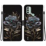 For Nokia C31 Crystal Texture Colored Drawing Leather Phone Case(Black Rose)