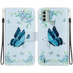 For Nokia C31 Crystal Texture Colored Drawing Leather Phone Case(Blue Pansies)