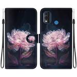 For Nokia G11 Plus Crystal Texture Colored Drawing Leather Phone Case(Purple Peony)