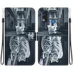 For Nokia G11 Plus Crystal Texture Colored Drawing Leather Phone Case(Cat Tiger Reflection)