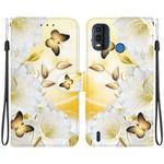 For Nokia G11 Plus Crystal Texture Colored Drawing Leather Phone Case(Gold Butterfly Epiphyllum)