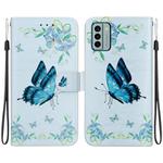 For Nokia G22 Crystal Texture Colored Drawing Leather Phone Case(Blue Pansies)