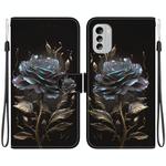 For Nokia G60 Crystal Texture Colored Drawing Leather Phone Case(Black Rose)