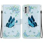 For Nokia G60 Crystal Texture Colored Drawing Leather Phone Case(Blue Pansies)