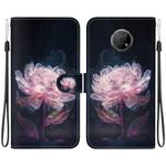 For Nokia G300 Crystal Texture Colored Drawing Leather Phone Case(Purple Peony)