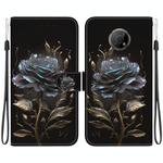 For Nokia G300 Crystal Texture Colored Drawing Leather Phone Case(Black Rose)
