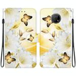 For Nokia G300 Crystal Texture Colored Drawing Leather Phone Case(Gold Butterfly Epiphyllum)