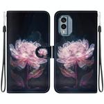 For Nokia X30 Crystal Texture Colored Drawing Leather Phone Case(Purple Peony)