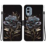 For Nokia X30 Crystal Texture Colored Drawing Leather Phone Case(Black Rose)