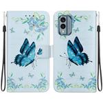 For Nokia X30 Crystal Texture Colored Drawing Leather Phone Case(Blue Pansies)