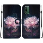 For Nokia XR21 Crystal Texture Colored Drawing Leather Phone Case(Purple Peony)