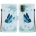 For Nokia XR21 Crystal Texture Colored Drawing Leather Phone Case(Blue Pansies)