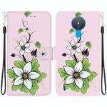 For Nokia 1.4 Crystal Texture Colored Drawing Leather Phone Case(Lily)
