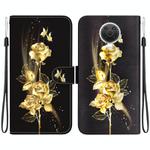 For Nokia G10 / G20 Crystal Texture Colored Drawing Leather Phone Case(Gold Butterfly Rose)