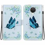 For Nokia G10 / G20 Crystal Texture Colored Drawing Leather Phone Case(Blue Pansies)
