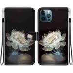 For iPhone 12 / 12 Pro Crystal Texture Colored Drawing Leather Phone Case(Crystal Peony)