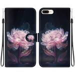 For iPhone 8 Plus / 7 Plus Crystal Texture Colored Drawing Leather Phone Case(Purple Peony)