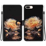 For iPhone 8 Plus / 7 Plus Crystal Texture Colored Drawing Leather Phone Case(Gold Peony)