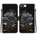 For iPhone 8 Plus / 7 Plus Crystal Texture Colored Drawing Leather Phone Case(Black Rose)