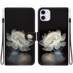 For iPhone 11 Crystal Texture Colored Drawing Leather Phone Case(Crystal Peony)