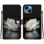 For iPhone 13 mini Crystal Texture Colored Drawing Leather Phone Case(Crystal Peony)