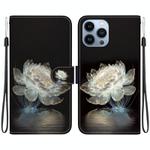 For iPhone 13 Pro Crystal Texture Colored Drawing Leather Phone Case(Crystal Peony)