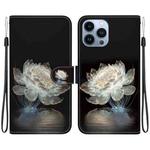 For iPhone 14 Pro Crystal Texture Colored Drawing Leather Phone Case(Crystal Peony)