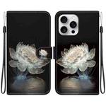 For iPhone 16 Pro Crystal Texture Colored Drawing Leather Phone Case(Crystal Peony)