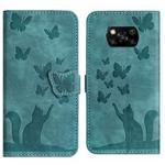 For Xiaomi Poco X3 / X3 NFC / X3 Pro Butterfly Cat Embossing Flip Leather Phone Case(Wathet)