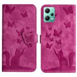 For Xiaomi Poco X5 / Redmi Note 12 5G Butterfly Cat Embossing Flip Leather Phone Case(Pink)