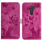 For Xiaomi Redmi 9 Butterfly Cat Embossing Flip Leather Phone Case(Pink)