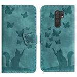 For Xiaomi Redmi 9 Butterfly Cat Embossing Flip Leather Phone Case(Wathet)