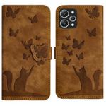 For Xiaomi Redmi 12 4G Butterfly Cat Embossing Flip Leather Phone Case(Brown)
