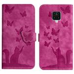 For Xiaomi Redmi Note 9 Pro Butterfly Cat Embossing Flip Leather Phone Case(Pink)